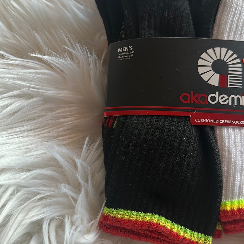Akademiks White and Black Cushioned Crew Socks - 6 Pairs